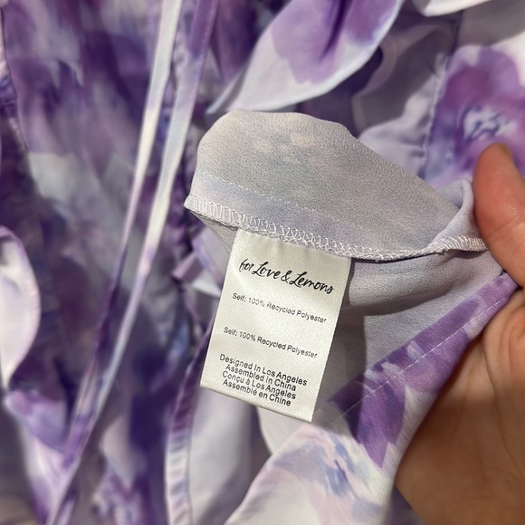 NEW • For Love and Lemons • Women's Purple Zinnia Floral Ruffle Blouse Small - Picture 4 of 4